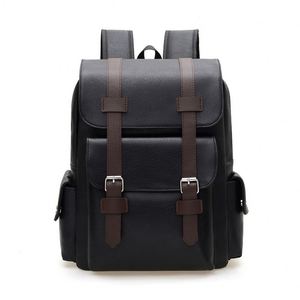 Retro Waterproof Soft PU Leather Student Leisure Travel <b>Backpack</b> Big Capacity Laptop <b>Backpack</b> for Men - Product Image 6