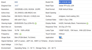 Pantalla LCD para Portátil de 14 Pulgadas NE140WUM-N6F de Alta Calidad en Stock, eDP 30 Pines 60Hz 1920*1200 para Dell Latitude 7400 - Product Image 3