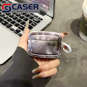 Estuche para Auriculares con Diseño de Textura de Pluma Estilo 2024, Venta Caliente, Hebilla de Anillo, Cubierta para Auriculares con Láser Deslumbrante para <span class=keywords><strong>Airpodspro</strong></span> 1/2/3 - Product Image 6