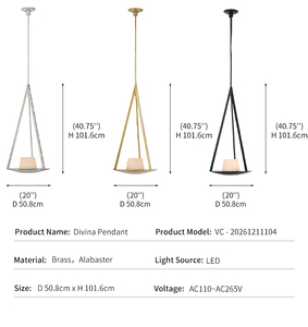 Lampada a Sospensione Moderna in Alabastro, Lussuosa Decorazione per Hotel, Cornice Geometrica in Ottone, Base in Pietra, Illuminazione LED Divina - Product Image 4