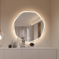 Miroir de salle de bain intelligent LED rond sans cadre, anti-buée, avec éclairage en spirale, fabriqué sur mesure par CF Factory, pour la décoration d'hôtel