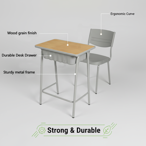 Juego de Escritorio y Silla Ergonómico con Bloc de Escritura de PP Resistente (Personalizable) para Áreas de Aprendizaje en Campus - Product Image 2