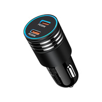 Pengisi Daya Mobil Cepat 60W Double PD Laris Manis dengan Dua Port Tipe-C untuk Ponsel dan Earphone