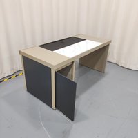 Escritorio Extra Largo y Delgado de Madera Maciza para Trabajo, con Estantería Lateral Abierta