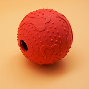 Kırmızı dayanıklı köpek çiğneme oyuncakları Pet eğitim oyun topu sızdıran besleyici kauçuk köpek topu - Product Image 5