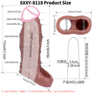 Nouveau 14-17cm Manchon réaliste pour <span class=keywords><strong>pénis</strong></span>, extenseur, manchon pour <span class=keywords><strong>gros</strong></span> <span class=keywords><strong>pénis</strong></span>, agrandissement du <span class=keywords><strong>pénis</strong></span> masculin, retardateur, préservatif réutilisable, jouets sexuels pour hommes avec anneau - Product Image 2