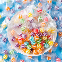 Bonbons durs en forme de boule tourbillonnante arc-en-ciel emballés individuellement, saveur fruitée, rayés, sphériques, pour mariage, fête, en vrac, cadeau pour enfants