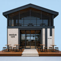 Mini-structure en acier préfabriquée pour café, bar, cantine, ou espace commercial modulaire en conteneur urbain