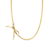 Cadena de Acero Inoxidable Resistente al Agua y al Deslustre, Chapada en Oro de 18K, con Diseño de Espina de Serpiente de 3mm y Lazo Decorativo