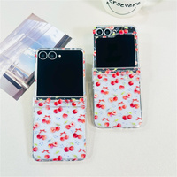 Coque de téléphone imprimée cerises mignonnes pour l'été, avec breloque étoile cerise et sangle perlée, pour Samsung Galaxy Z Flip 7-3