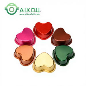Moules à pâtisserie jetables en <span class=keywords><strong>aluminium</strong></span>, 100ml, en forme de cœur, pour poêle à gâteau avec couvercle, livraison gratuite - Product Image 1