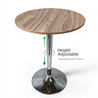 Table d'appoint ronde de restaurant de pub d'intérieur moderne à hauteur réglable Base en métal Table de bar portable à dessus en MDF facile à assembler