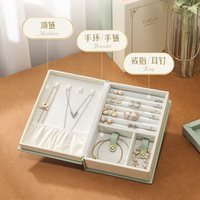 Boîte à bijoux de style livre Fuxin pour bagues, boucles d'oreilles, colliers, en PU, taille M, pour le rangement en voyage