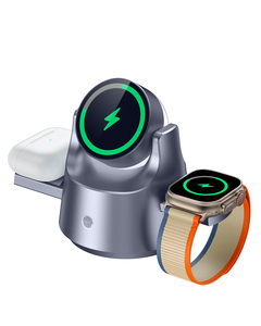 Sạc không dây 4 trong 1 tự động gấp gọn 15W, đế sạc từ tính cho <span class=keywords><strong>iPhone</strong></span>, sạc không dây Anker, Cargadores có đèn LED - Product Image 1