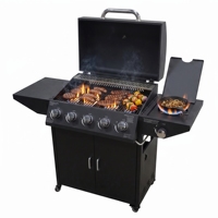 Barbecue au gaz propane de qualité supérieure pour l'extérieur, 60000 BTU, 5+1 brûleurs, avec brûleur latéral, fabriqué par une usine OEM/ODM