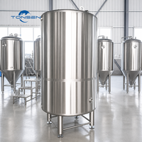 Réservoir de stockage à double enveloppe Tonsen SUS304 80-100mm avec isolation PU, refroidissement par serpentin, CIP, pour bière et boissons, certifié CE