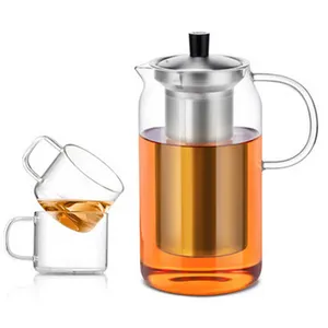 समदोयो फ्री सैंपल स्टेनलेस स्टील इन्फ्यूज़र चीनी चायदानी ग्लास चायदानी हैंडल और ढक्कन के साथ