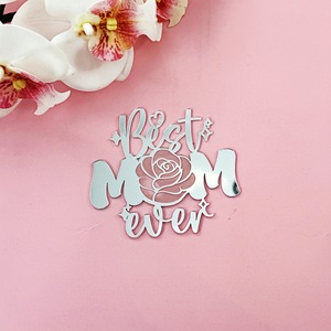 Nouveau Topper de Gâteau en Acrylique Style Ins 2026 Joyeuse Fête des Mères Meilleure <span class=keywords><strong>Maman</strong></span> de Tous les Temps Ornement Latéral Fleur Cupcake Fournitures de Décoration de Gâteaux - Product Image 3