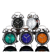 Jam Alarm Analog Vintage Emas 4-Inci dengan Dua Bel, Dioperasikan dengan Baterai, Senyap, untuk Meja Kerja dengan Tampilan Lampu Latar Jarum Kecil.