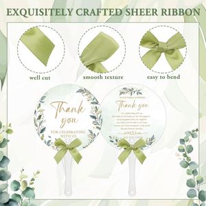 Éventails en plastique personnalisés pour mariage avec nœud, en forme de feuille, pour remerciements, en vrac, pour anniversaire, fête prénuptiale - Product Image 2
