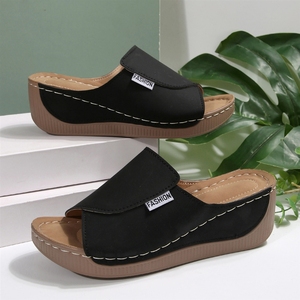 Factory Wholesale Women's Wedge Sandals 2026 New Arrival Cross Band Comfort Platform Casual Shoes - Product Image 6
