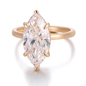 랩 그로운 다이아몬드 링 4 캐럿 합성 다이아몬드 IGI 인증 후작 컷 맞춤 제작 14K 골드 여성용 약혼 반지 - Product Image 2