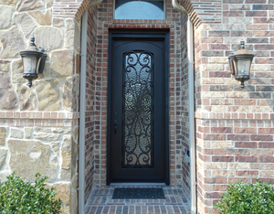 Cancello in Ferro Battuto Francese <span class=keywords><strong>a</strong></span> Foglia Singola Fatto <span class=keywords><strong>a</strong></span> Mano con Vetro Satinato, Popolare per Patio, Cancello Esterno in Metallo per Privacy, Ideale per Ingressi - Product Image 2