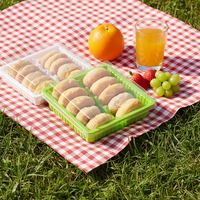 Boîtes d'emballage rectangulaires en plastique PET de qualité alimentaire jetables en gros avec couvercle personnalisables pour bonbons, biscuits et snacks