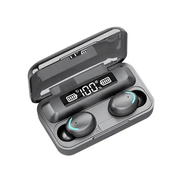 F9-5 earbud nirkabel kecil LED, earphone olahraga nirkabel murah, earbuds tws game true wireless