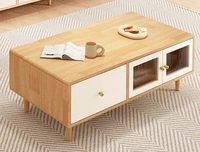 Table basse de salon en chêne rustique durable avec 2 portes et 1 tiroir de rangement pour petits appartements et usage domestique