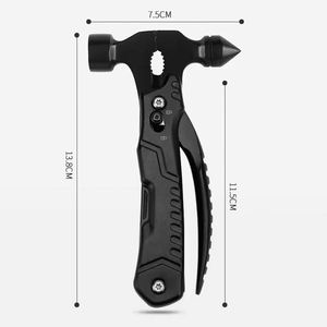 Vente en gros de marteau multifonction tactique d'extérieur 12 en 1, marteau de sécurité en aluminium pour le camping, la randonnée et la survie - Product Image 3