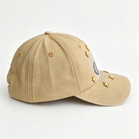 Casquette de baseball en coton lavé avec broderie cœur et étoile, boucle métallique réglable, chapeau de soleil vintage à visière incurvée pour femme
