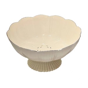 Tavolino da Caffè Multifunzionale Moderno Color Crema, Cesto Portafrutta a Petalo di Alto Valore per Soggiorno, Contenitore per Caramelle e Snack con Drenaggio - Product Image 6