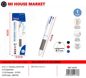 Penna Tricolore Plumay 0.7mm con Fusto in Plastica, Strumento di Scrittura Multifunzione per Uso Aziendale - Product Image 3