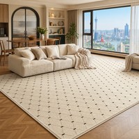 Tapis design grille minimaliste le plus vendu, tapis moderne beige et noir à pois, grand tapis à poils courts pour salon et chambre