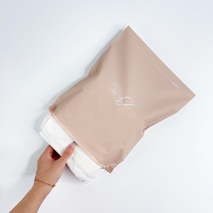 Wholesale Custom Logo Luxury nude Creamy Apricot EVA Zip Lock Bags for Clothing Wig Towel <b>Socks</b> Fur & Boutique Packaging - Product Image 4