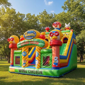 PVC Cartoon Penguin Multi-structure Combination Playground Inflatable Double Lane <b>Slide</b> Bouncy Castle Combo Bouncer <b>Slides</b> 3 - Product Image 1