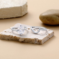 Ensemble de bagues tendance pour femmes en argent sterling S925, inspiré des créateurs, avec zircon de 5 carats, bijoux haut de gamme