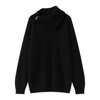 Pull en cachemire pour femme, col à revers, demi-fermeture éclair, épais, idéal pour l'automne et l'hiver.