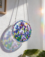 Rompecabezas de acrílico con diseño de iris y efecto vitral, atrapasueños de luz matutina, rompecabezas de formas irregulares, decoración colgante para ventana, hecho a mano DIY