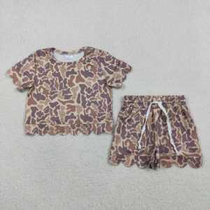 GSSO3227 RTS Conjunto Informal de Manga Corta con Estampado de Camuflaje Marrón para Niña Pequeña, Venta al por Mayor de Conjuntos Infantiles - Product Image 2