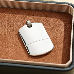 義烏Aceonステンレス鋼35 * 23mm2.8mm太い刻まれた線太いベイルソリッドブランクDIYスタンピングドーム型長方形ドッグタグ - Product Image 3