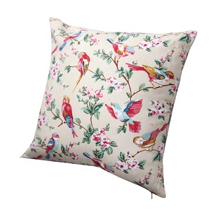 Flor aves patrón liso <span class=keywords><strong>de</strong></span> lona <span class=keywords><strong>de</strong></span> algodón funda <span class=keywords><strong>de</strong></span> almohada funda <span class=keywords><strong>de</strong></span> cojín para sofá - Product Image 3