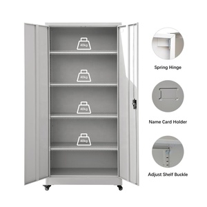Armoires de classement métalliques robustes à 5 niveaux avec roulettes, portes verrouillables, armoire de classement verticale en acier pour le <span class=keywords><strong>rangement</strong></span> de bureau - Product Image 3