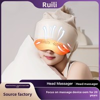 Casque de massage du cuir chevelu électrique avec airbag et compression chaude pour le sommeil et l'usage domestique (intégré tête-yeux)
