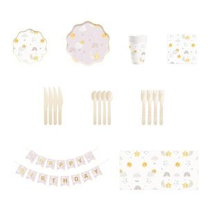 DAMAI Rainbow Tableware <b>Set</b> Rainbow Birthday <b>Dinnerware</b> Disposable Plates Rainbow Party Napkin <b>for</b> Baby Shower Supplies <b>8</b> Guests - Product Image 5