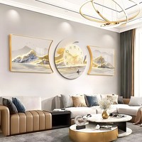 Pabrik langsung Modern HD dicetak kristal porselen dengan jam bingkai lanskap Gambar seni dinding dekorasi ruang tamu untuk rumah
