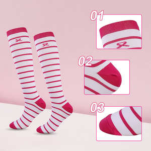 2025 गुलाबी रिबन नरम खेल महिला संपीड़न नर्स घुटने उच्च स्तन कैंसर जागरूकता संपीड़न मोजे - Product Image 2