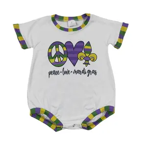 SR0123 Mardi Gras Apparel Baby Rompers Wholesale Jumpsuit Bodysuit for Newborn Babies