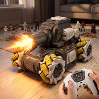 Ferngesteuertes App-basiertes Panzer-Auto-Spielzeug für Kinder Multifunktionales Schießspielzeug 360-Grad-Rotation 2,4G 9-Kanal Sprüh-RC-Stunt mit USB-Kabel